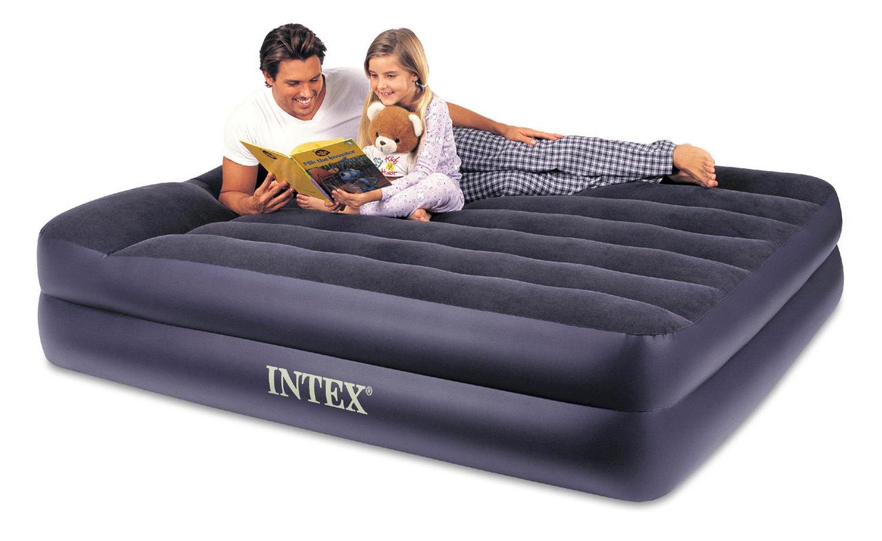 Надувная кровать с подголовником INTEX 66720 Queen Rising Comfort