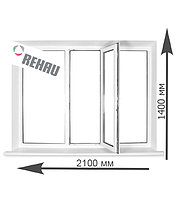 Окно пластиковое трёхстворчатое REHAU BLITZ 2100*1400