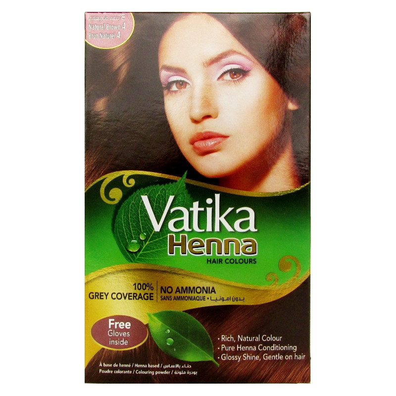 Хна для волос Ватика Натуральный Коричневый, Vatika Henna Natural Brown, 6 саше по 10г
