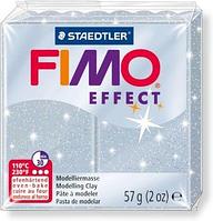 Пластика - полимерная глина FIMO Effect серебряный с блестками 57г (8020-812)