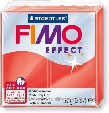 Пластика - полимерная глина FIMO Effect  57г полупрозрачный красный (8020-204)