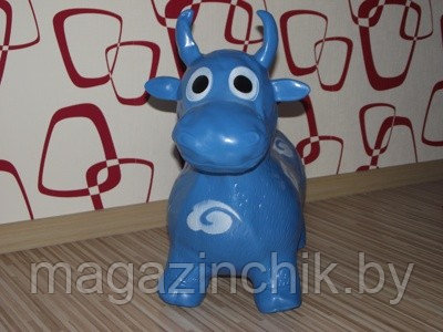 Игрушка попрыгунчик корова резиновая синяя - фото 3 - id-p2582077