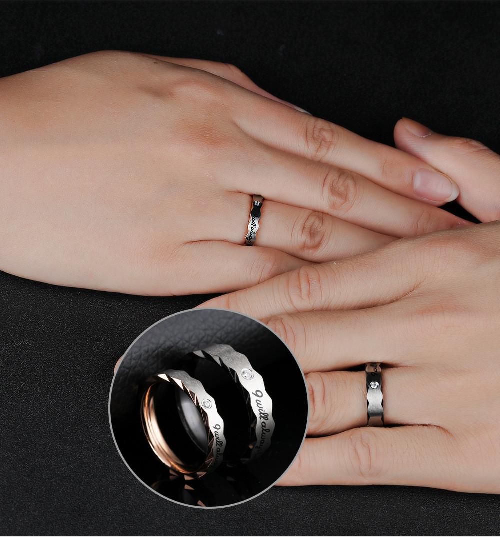 Парные кольца для влюбленных "Неразлучная пара 106" с надписью "Я всегда буду с тобой" - фото 5 - id-p33139714
