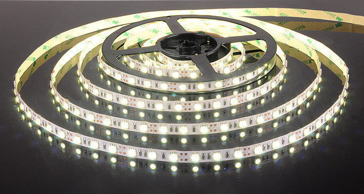 Светодиодная лента 5050/60 LED 14.4W IP20 [белая подложка] белый свет - фото 1 - id-p62523159