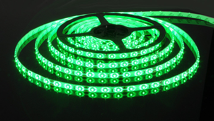 Светодиодная лента 3528/60 LED 4.8W IP65 [белая подложка] зеленый свет, фото 2