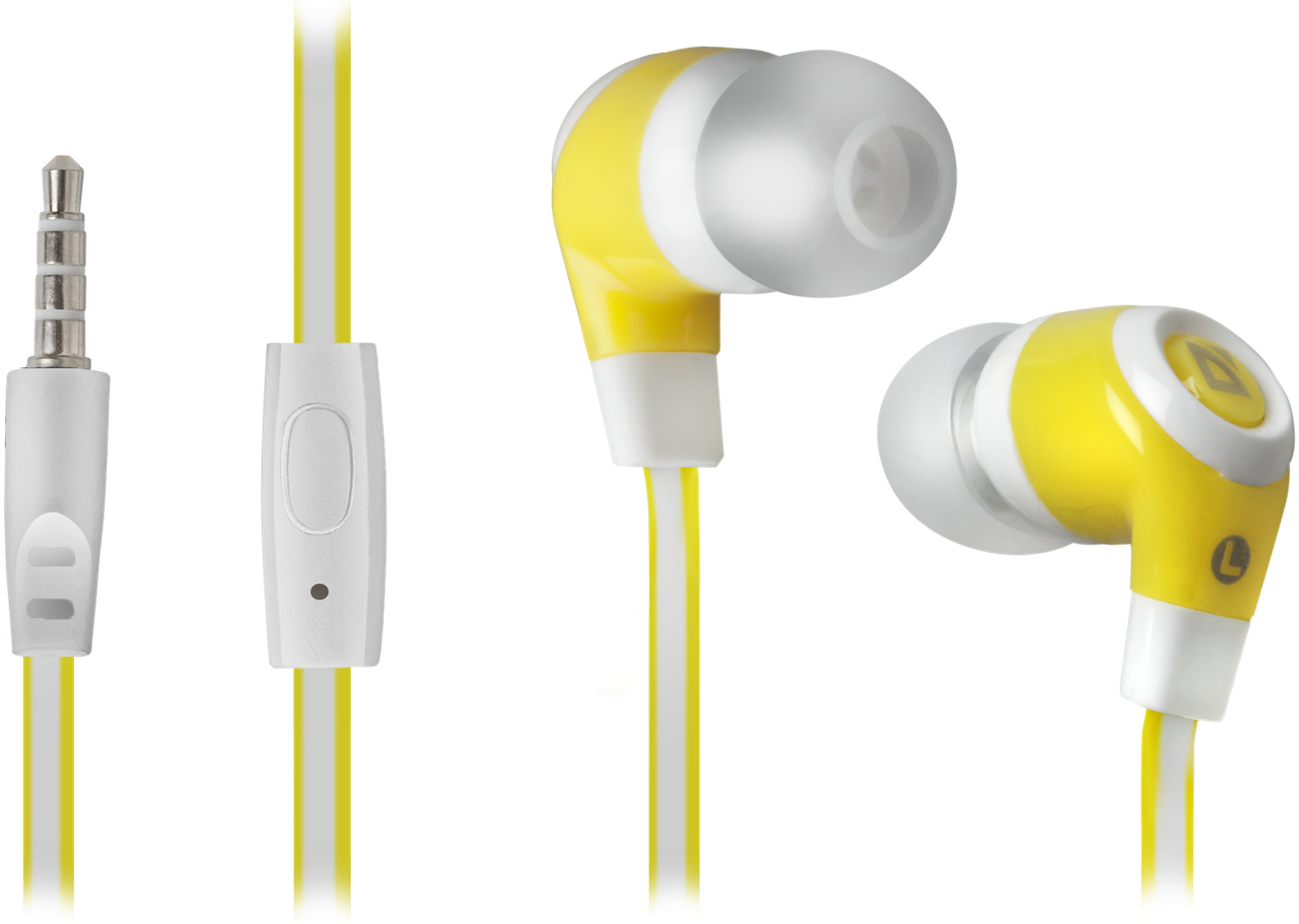 Проводная гарнитура для смартфонов Defender Pulse 430 белый + желтый, вставки - фото 1 - id-p62523892