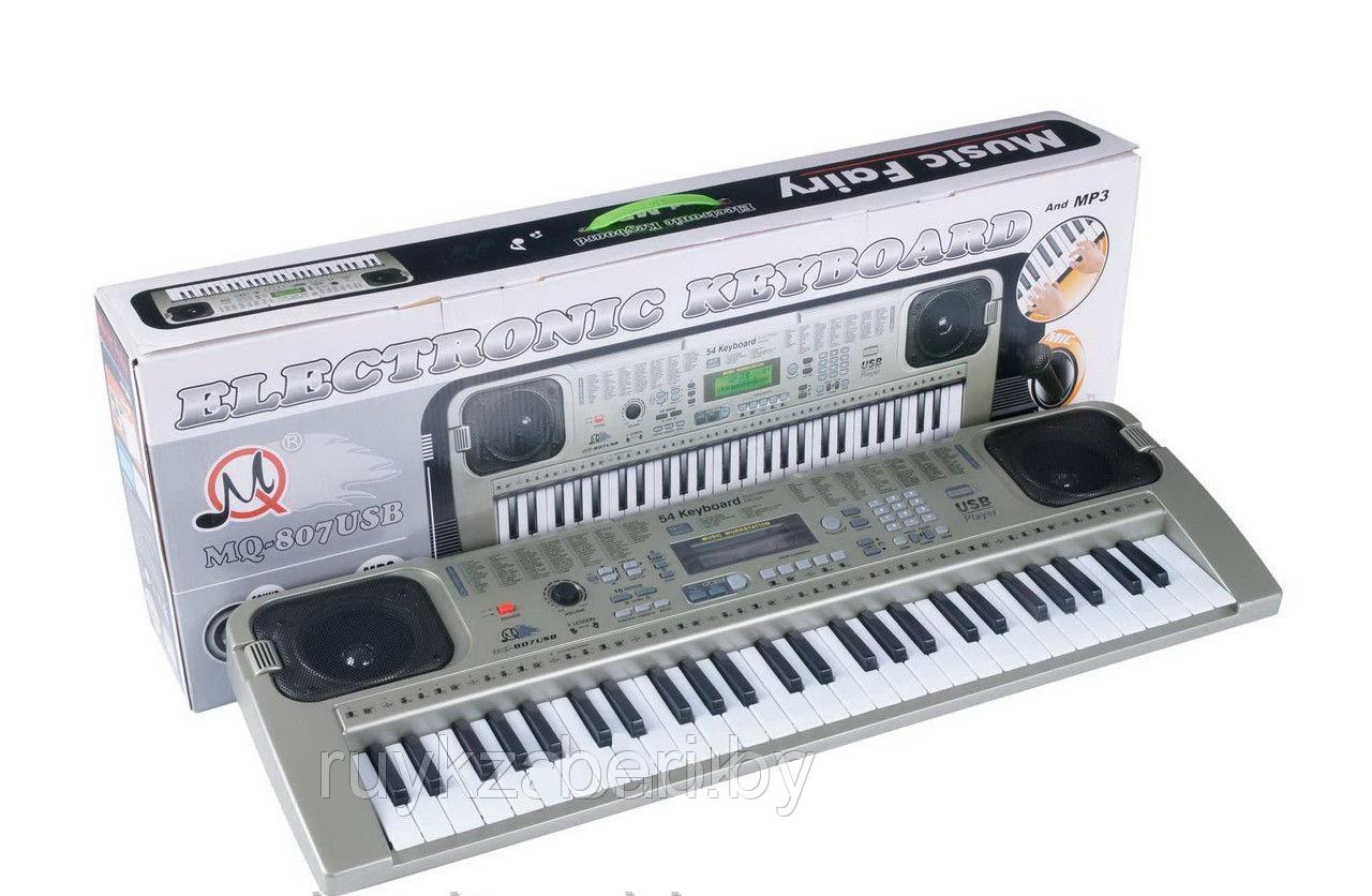 MQ 807 USB Детский синтезатор, пианино с микрофоном, от сети, 54 клавиши, электронная клавиатура - фото 2 - id-p62525206