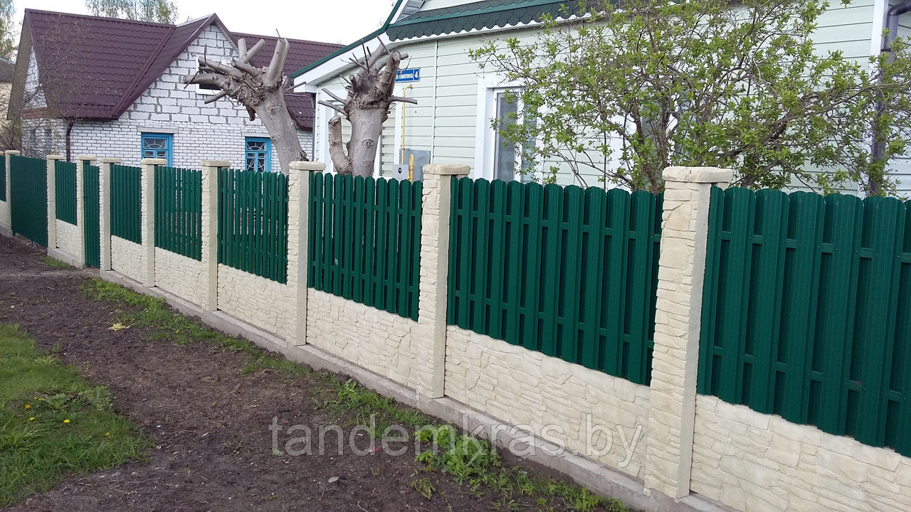 Бетонный забор «Сланец» комбинированный с металлоштакетником - фото 3 - id-p62525223