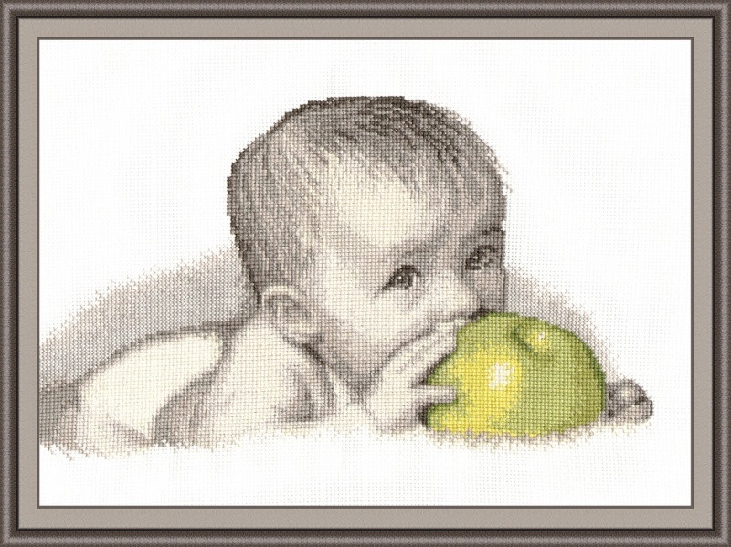 Набор для вышивания крестом "Малыш с яблоком".