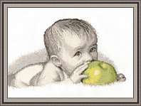 Набор для вышивания крестом "Малыш с яблоком".