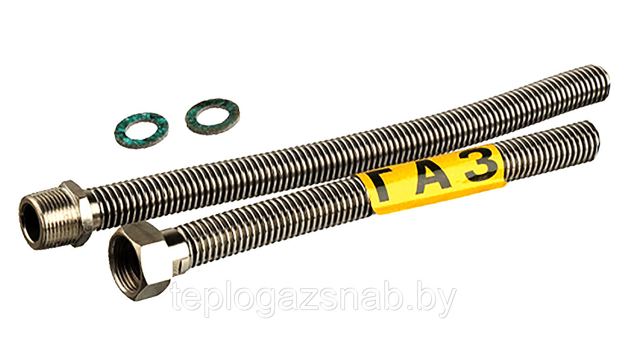 Подводка гофрированная гибкая стальная на газ, d=1/2", L - 0,3....5,0 м, г-г/г-ш