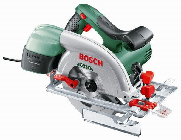 Циркулярная пила BOSCH PKS 55A в кор + пильный диск 1200Вт, диск 160х20мм, до 55мм, без регул. об. - фото 1 - id-p62680805