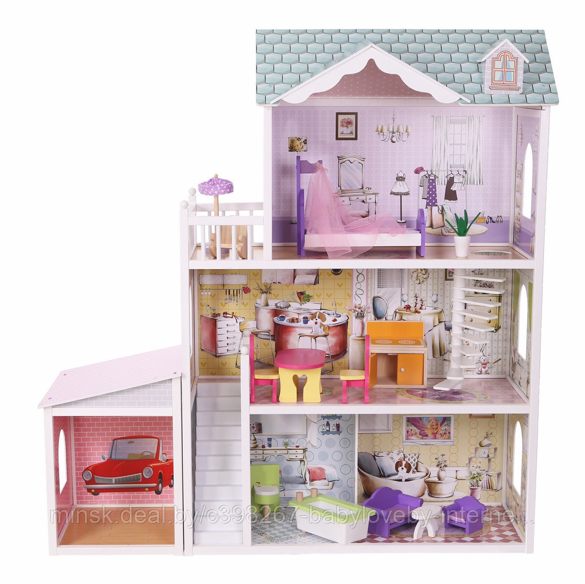 Кукольный домик Luxury house "Delia" для куклы Барби с гаражом/Кукольный домик ECO TOYS Beverly Hill