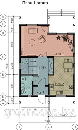 Дом каркасный 4- комнатный с мансардой S=126,36 кв.м, фото 2