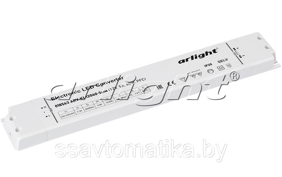 Блок питания ARV-KL12060-Slim (12V, 5A, 60W, PFC) - фото 1 - id-p62930153