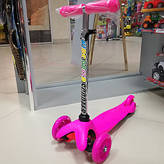 Самокат детский трехколесный розовый мини до 45 кг светящиеся колеса KIDSSPEED Scooter