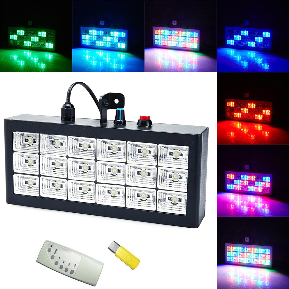 Светодиодная светомузыкальная MP3 диско стробо панель (18 LED) с пультом ДУ - фото 1 - id-p63040874
