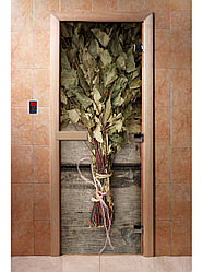 Дверь для сауны стеклянная DoorWood с фотопечатью 8 мм, 7 х 19,  код А011