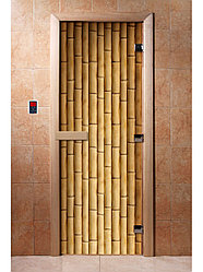 Дверь для сауны стеклянная DoorWood с фотопечатью 8 мм, 7 х 19,  код А019