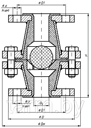 Клапан обратный шаровой КОШФБ-20 Ду 20, Ру 10