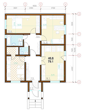 Дом каркасный 3-х комнатный S=81,4 кв.м, фото 2