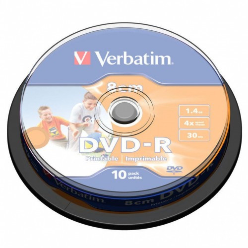 Mini DVD-R Disc Verbatim 1.4Gb, 4x, 8см, на шпинделе, printable - фото 1 - id-p63386775
