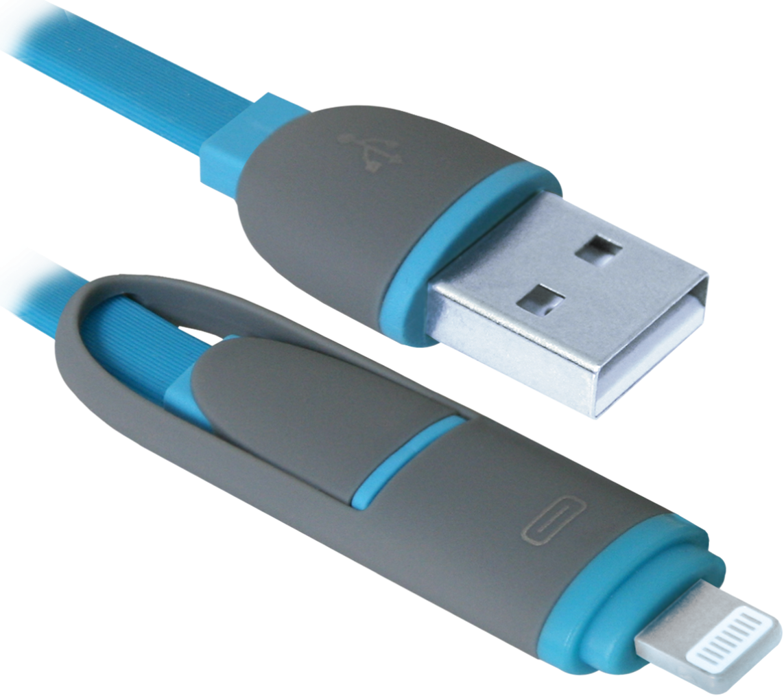 Кабель 8-pin (Lightning) + MicroUSB Defender USB10-03BP синий, 1м - фото 4 - id-p63400644