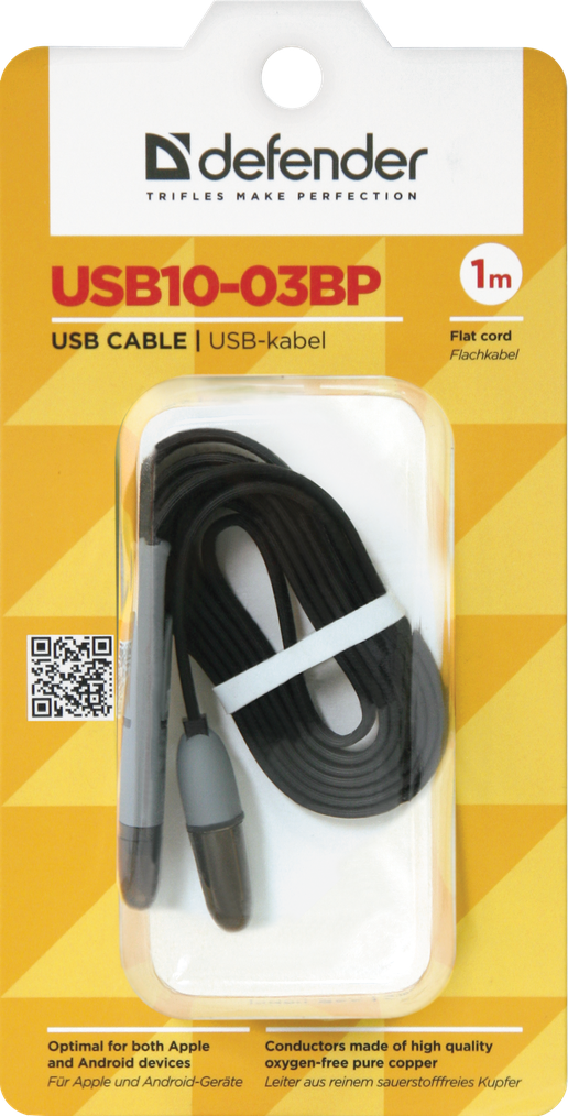 Кабель 8-pin (Lightning) + MicroUSB Defender USB10-03BP черный, 1м - фото 5 - id-p63401433