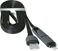 Кабель 8-pin (Lightning) + MicroUSB Defender USB10-03BP черный, 1м