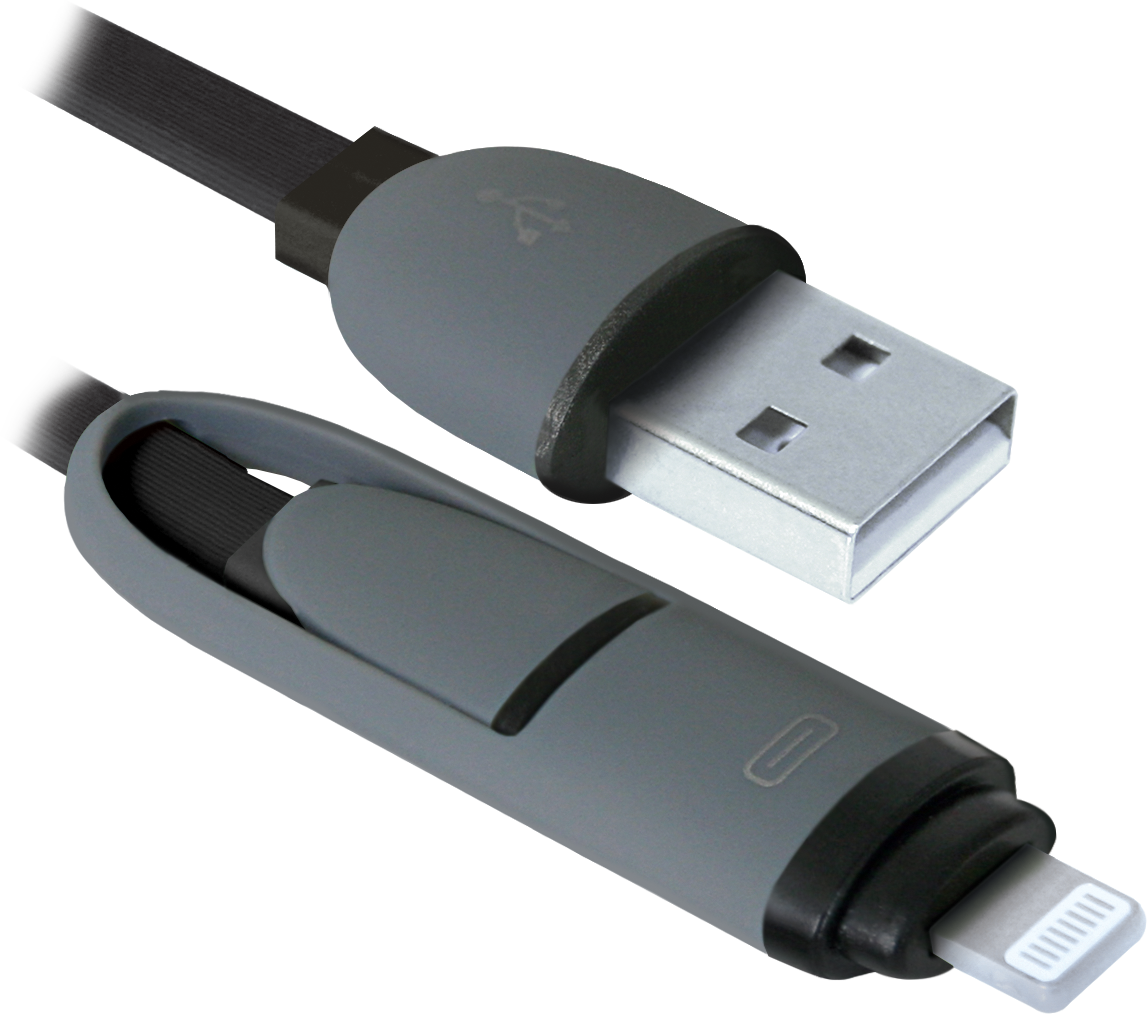 Кабель 8-pin (Lightning) + MicroUSB Defender USB10-03BP черный, 1м - фото 3 - id-p63401433