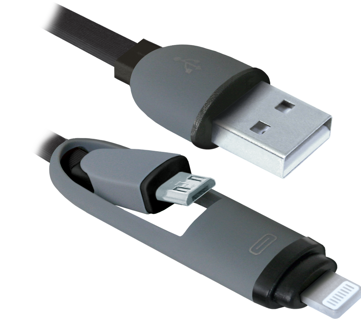 Кабель 8-pin (Lightning) + MicroUSB Defender USB10-03BP черный, 1м - фото 4 - id-p63401433