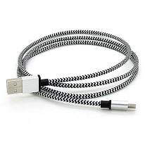 Кабель MicroUSB - USB SmartBuy 1.2m хлопок+металл, серебристый