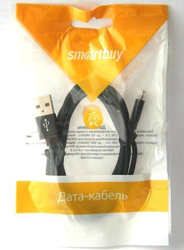 Кабель MicroUSB - USB SmartBuy 1.2m хлопок+металл, чёрный - фото 2 - id-p63447322