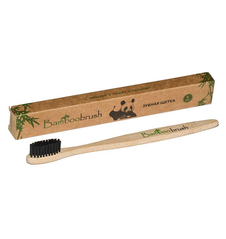 Зубная щетка из бамбука, щетина с угольным напылением (средняя жесткость) (Bamboobrush) - фото 1 - id-p61484148