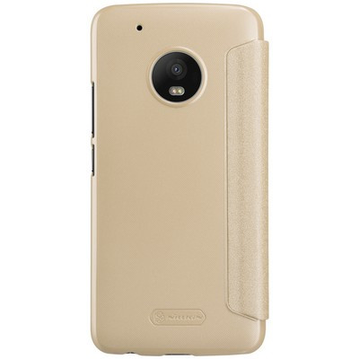 Полиуретановый чехол книга Nillkin Sparkle Leather Case Gold для Motorola Moto G5 Plus - фото 2 - id-p63475145