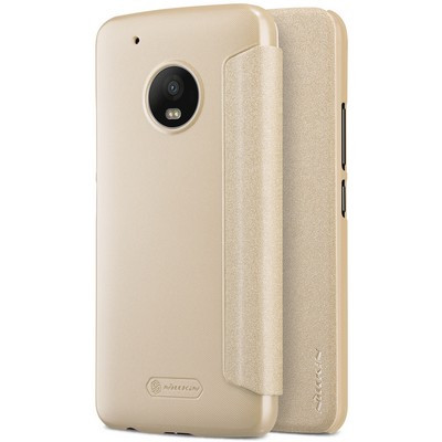 Полиуретановый чехол книга Nillkin Sparkle Leather Case Gold для Motorola Moto G5 Plus - фото 3 - id-p63475145