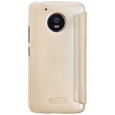 Полиуретановый чехол книга Nillkin Sparkle Leather Case Gold для Motorola Moto G5 - фото 2 - id-p63475147