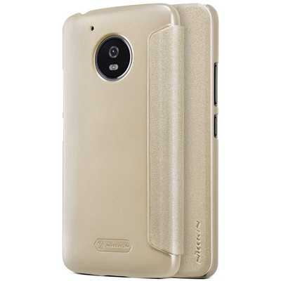 Полиуретановый чехол книга Nillkin Sparkle Leather Case Gold для Motorola Moto G5 - фото 3 - id-p63475147