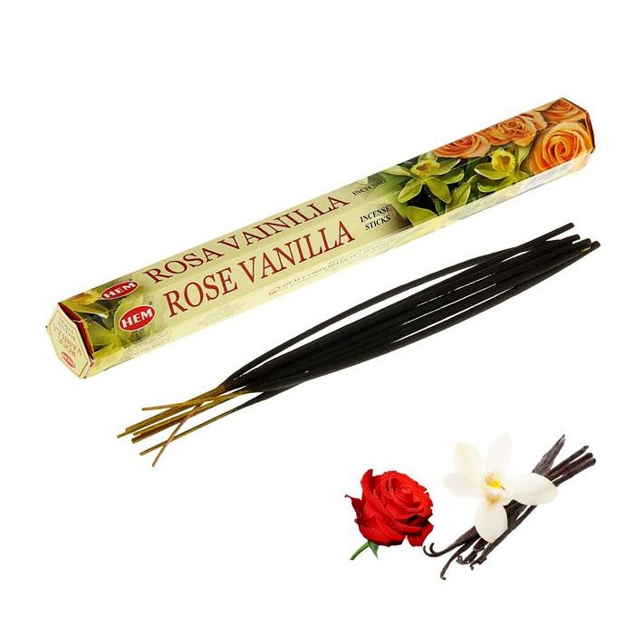 Благовония Роза Ваниль (HEM Rose Vanilla), 20шт сладкий праздник - фото 1 - id-p63640101
