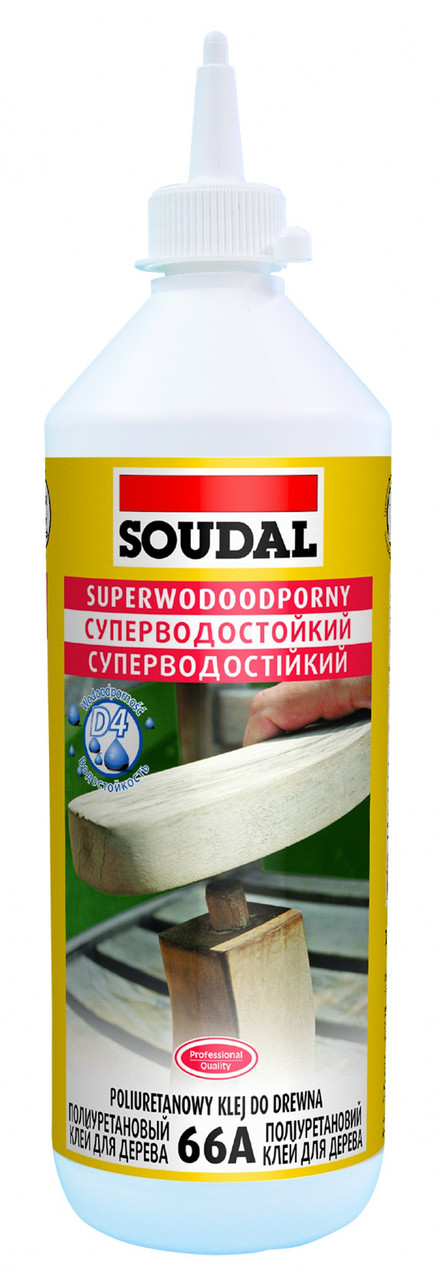 Водостойкий (D4)  полиуретановый клей для дерева Soudal 66A 750 мл