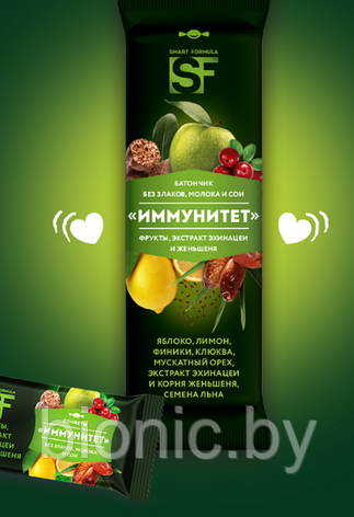 Батончик Smart Formula "Иммунитет" фрукты, экстракт эхинацеи и женьшеня, 40г 1/18, фото 2
