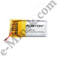 Аккумулятор литий-полимерный Li-Po (Li-Ion Pol) ROBITON LP401225 3.7В 90mAh PK1 (4х12x25мм), КНР - фото 1 - id-p63386875