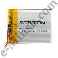 Аккумулятор литий-полимерный Li-Po (Li-Ion Pol) ROBITON LP443442 3.7В 600mAh PK1 (4х34x42мм), КНР