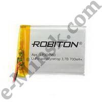 Аккумулятор литий-полимерный Li-Po (Li-Ion Pol) ROBITON LP304560 3.7В 700mAh PK1 (3х45x60мм), КНР