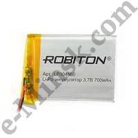 Аккумулятор литий-полимерный Li-Po (Li-Ion Pol) ROBITON LP304560 3.7В 700mAh PK1 (3х45x60мм), КНР - фото 1 - id-p63386882