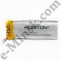 Аккумулятор литий-полимерный Li-Po (Li-Ion Pol) ROBITON LP502365 3.7В 720mAh PK1 (5х23x65мм), КНР