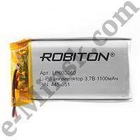 Аккумулятор литий-полимерный Li-Po (Li-Ion Pol) ROBITON LP603060 3.7В 1100mAh PK1 (6х30x60мм), КНР