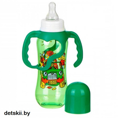Бутылочка Бусинка цветная пластик с ручками 250 мл арт. 1110 - фото 1 - id-p64148475