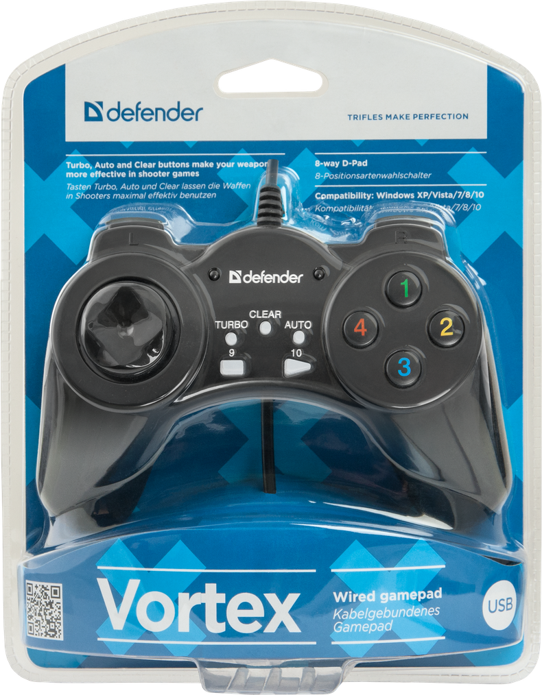 Проводной геймпад DEFENDER Vortex USB, PС, кабель 1.8 м - фото 3 - id-p64296996