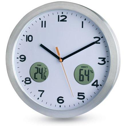 Серебристые круглые настенные часы Maine для нанесения логотипа - фото 1 - id-p64319716
